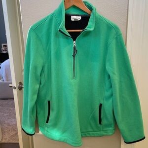 Coldwater Creek Kelly Green Fleece Quarter-Zip Pullover